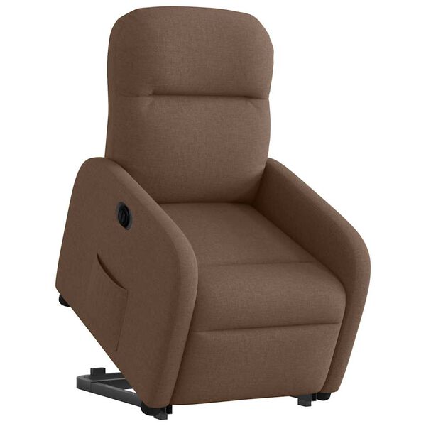vidaXL Sill&oacute;n el&eacute;ctrico reclinable elevable de tela marr&oacute;n