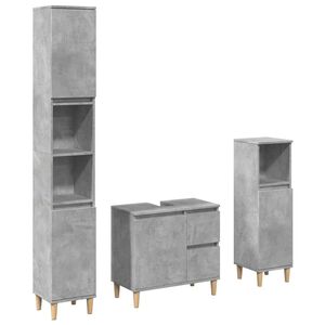 vidaXL Set muebles de ba&ntilde;o 2 piezas madera contrachapada gris hormig&oacute;n