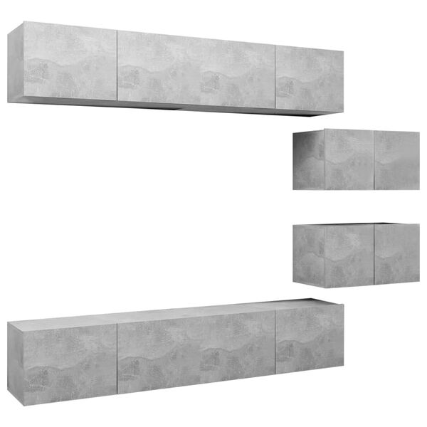 vidaXL Set muebles de sal&oacute;n TV 6 pzas madera ingenier&iacute;a gris hormig&oacute;n
