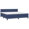 vidaXL Cama box spring colch&oacute;n y luces LED tela azul 200x200 cm