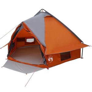 vidaXL Tienda de campa&ntilde;a tipo teepee para 4 personas Gris y naranja