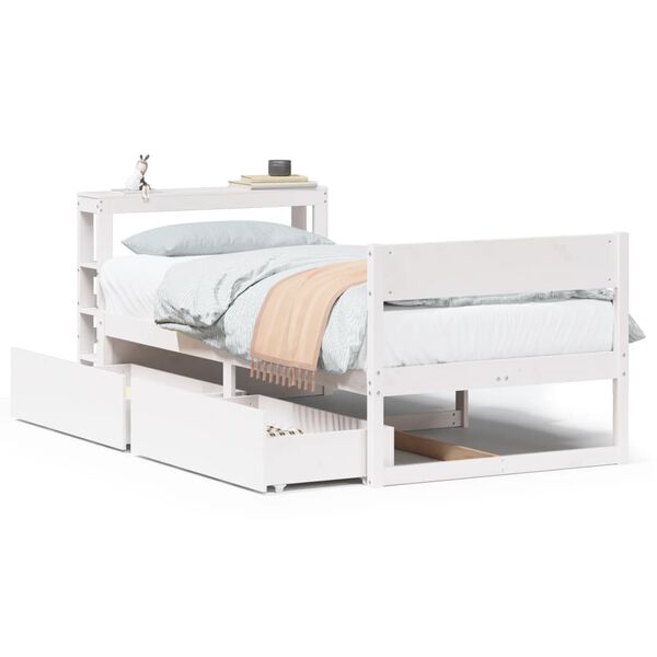 vidaXL Estructura de cama sin colch&oacute;n madera de pino blanca 90x200 cm
