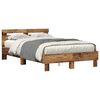 vidaXL Estructura de cama con tiras LED Madera vieja 120 x 190 cm