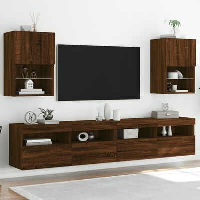 vidaXL Muebles de TV con luces LED 2 uds roble 40,5x30x60 cm
