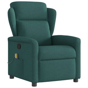 vidaXL Sill&oacute;n de masaje reclinable de tela verde oscuro