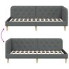 vidaXL Estructura de cama en esquina Gris oscuro 90 x 200 cm tela