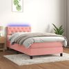 vidaXL Cama box spring colch&oacute;n y LED terciopelo rosa 80x200 cm