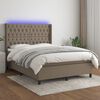 vidaXL Cama box spring colch&oacute;n y luces LED tela gris taupe 140x200 cm