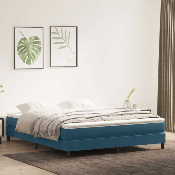 vidaXL Cama box spring sin colch&oacute;n terciopelo azul oscuro 180x210 cm