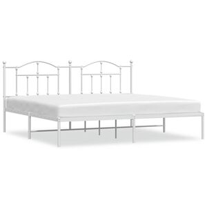 vidaXL Estructura cama sin colch&oacute;n con cabecero metal blanco 193x203cm
