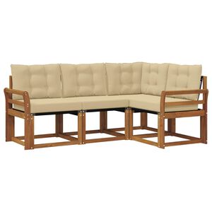 vidaXL Conjunto de sof&aacute;s de exterior con coj&iacute;n 4 pcs Natural y Beige