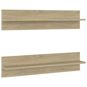 vidaXL Estantes de pared 2 uds contrachapada color roble 80x11,5x18 cm