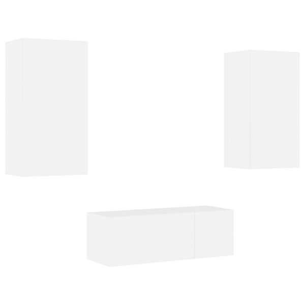 vidaXL Muebles de TV de pared con LED 4 pzas madera ingeniería blanco