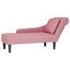 vidaXL Tumbona con almohada y reposabrazo derecho terciopelo rosa