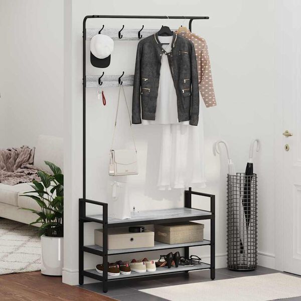 vidaXL Perchero Gris Sonoma 95 x 34 x 184 cm Madera de ingenier&iacute;a