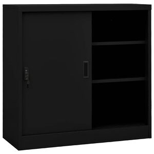 vidaXL Armario de oficina con puerta corredera acero negro 90x40x90cm