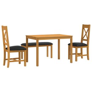 vidaXL Conjunto de comedor 4 uds. Negro Madera de Roble S&oacute;lido