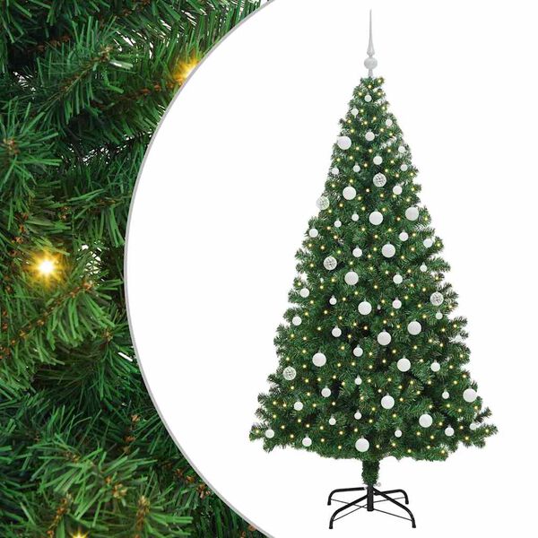 vidaXL &Aacute;rbol de Navidad artificial Verde 180 cm PVC y Acero y Pl&aacute;stico