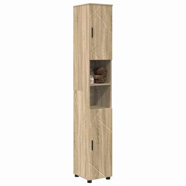 vidaXL Gabinete de Ba&ntilde;o con puerta Roble Sonoma 30 x 35 x 192 cm