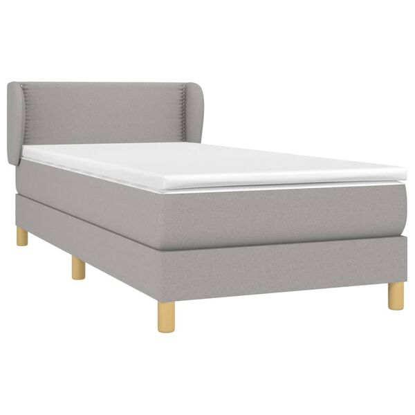 vidaXL Cama box spring con colch&oacute;n tela gris claro 80x200 cm