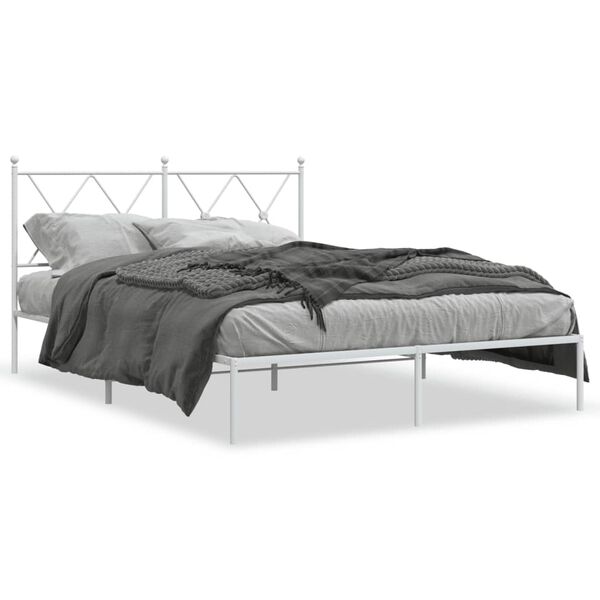 vidaXL Estructura cama sin colchón con cabecero metal blanco 135x190cm