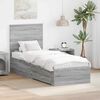 vidaXL Estructura de cama con cabecera Gris Sonoma y Plata 70 x 190 cm