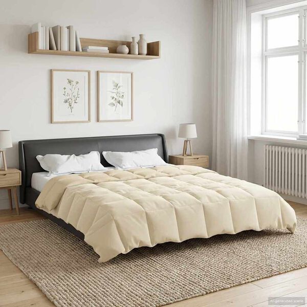 vidaXL Edred&oacute;n de Invierno Acolchado Crema 220 x 240 cm Microfibra