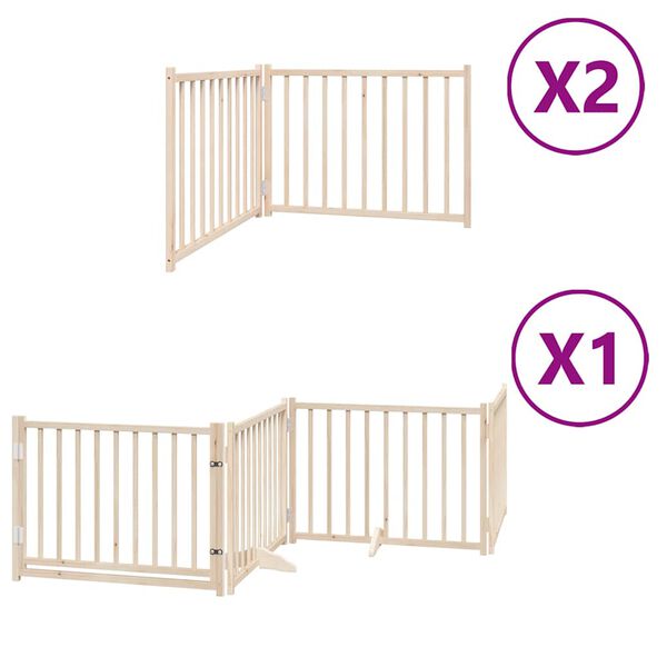 vidaXL Puerta para perros plegable 8 paneles madera de &aacute;lamo 640 cm