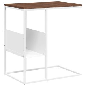 vidaXL Mesa auxiliar de madera contrachapada blanca 55x36x59,5 cm