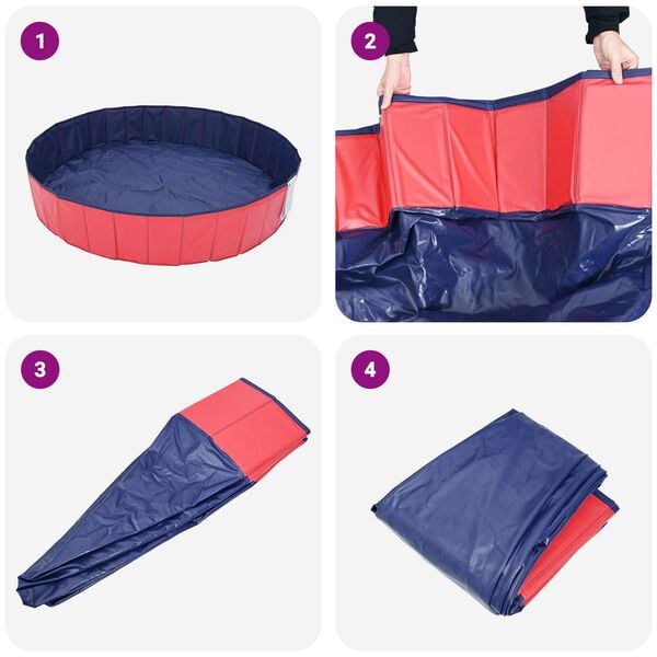 vidaXL Piscina Plegable para Perros Rojo y Azul 120 x 120 x 30 cm PVC