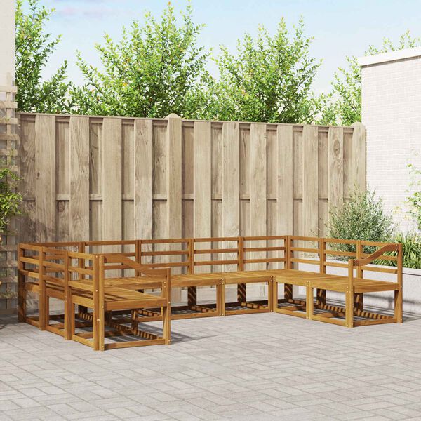 vidaXL Conjunto de sof&aacute;s de exterior 9 pcs Natural