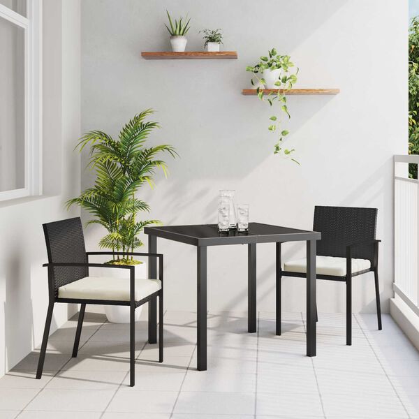 vidaXL Conjunto de Comedor de Jard&iacute;n 3 pcs Negro