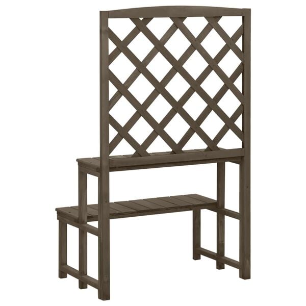 vidaXL Soporte de plantas y enrejado madera de abeto gris 70x42x115 cm
