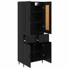 vidaXL Aparador alto con caj&oacute;n 2 pcs Roble Negro Madera de ingenier&iacute;a