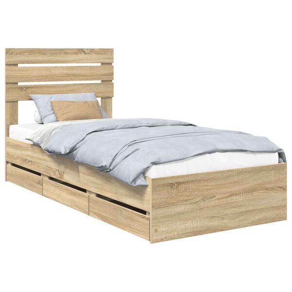 vidaXL Estructura de cama Roble Sonoma 90 x 200 cm Madera Ingenieril