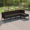 vidaXL Set de muebles de jard&iacute;n 5 pzas y cojines rat&aacute;n sint&eacute;tico negro
