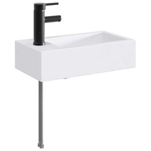vidaXL Lavabo de ba&ntilde;o con grifo y desag&uuml;e Negro Mate