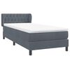 vidaXL Cama box spring con colch&oacute;n terciopelo gris oscuro 90x220 cm