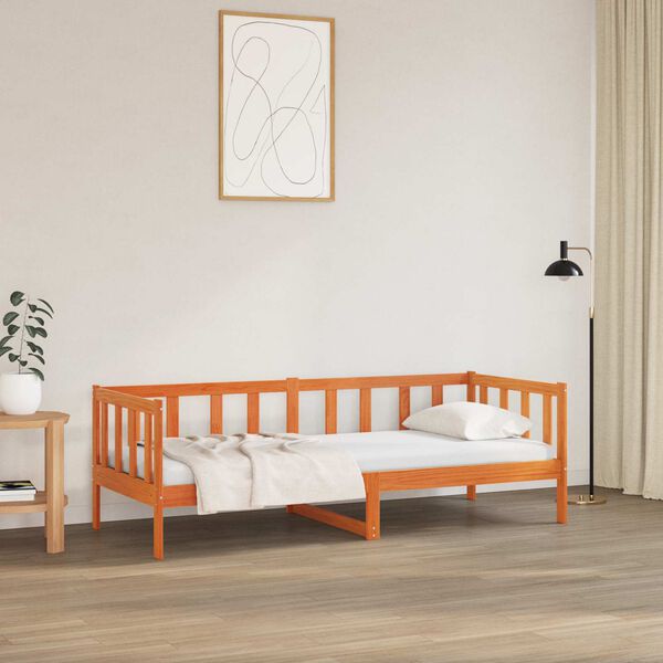 vidaXL Estructura de cama con cabecera Marr&oacute;n cera 80 x 200 cm
