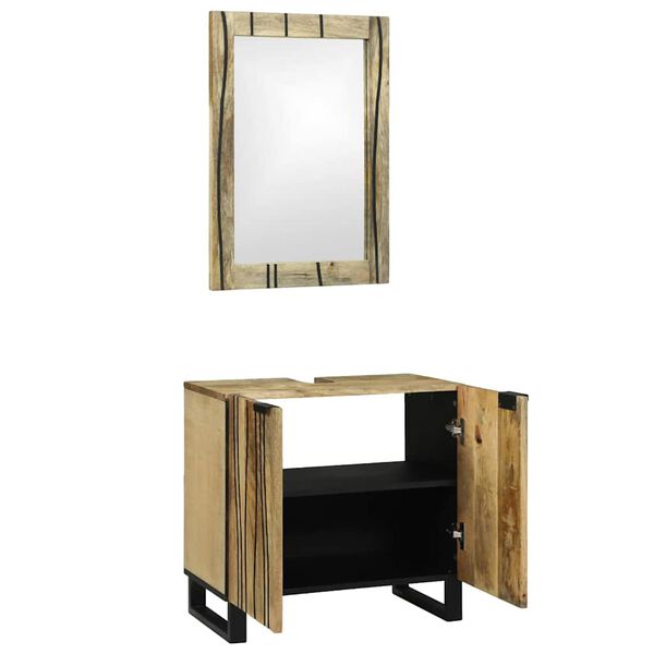 vidaXL Juego de muebles de ba&ntilde;o 2 pcs Marr&oacute;n Madera de ingenier&iacute;a
