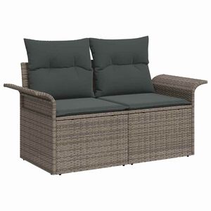 vidaXL Sof&aacute; de jard&iacute;n con coj&iacute;n Gris 141 x 62 x 69 cm rat&aacute;n sint&eacute;tico