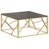 vidaXL Mesa de centro dorada acero inoxidable y vidrio templado