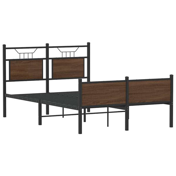 vidaXL Estructura de cama sin colch&oacute;n madera marr&oacute;n roble 120x190 cm