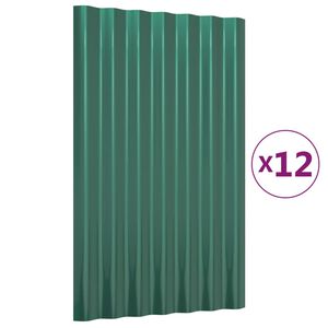 vidaXL Paneles de tejado 12 unidades acero galvanizado verde 60x36 cm