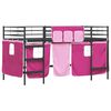 vidaXL Estructura de Cama Alta para Ni&ntilde;os con Cortinas Negro y Rosa