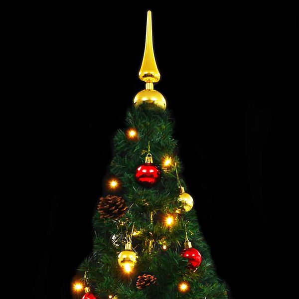 vidaXL &Aacute;rbol de Navidad preiluminado con luces y bolas verde 210 cm