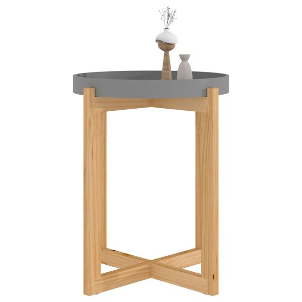 vidaXL Mesa de centro madera contrachapada y de pino gris 41x41x48,5cm