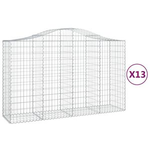 vidaXL Cestas gaviones 13 uds forma de arco hierro 200x50x120/140 cm
