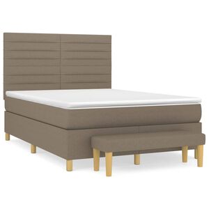 vidaXL Cama box spring con colch&oacute;n tela gris taupe 140x200 cm