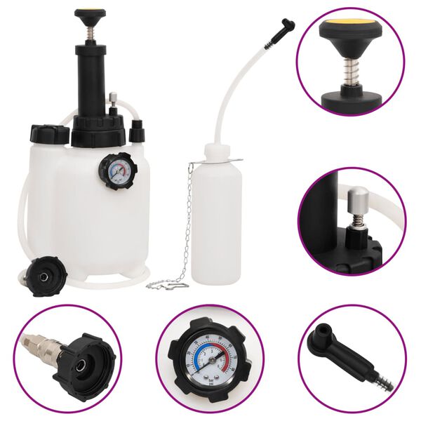 vidaXL Purgador de frenos blanco y negro 3 L
